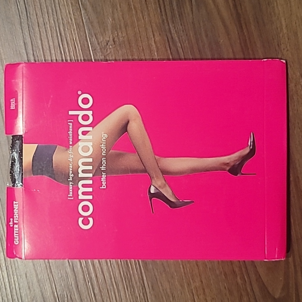 Commando Stocking Legwear Black and Silver GLITTER FISHNET #HN040 New